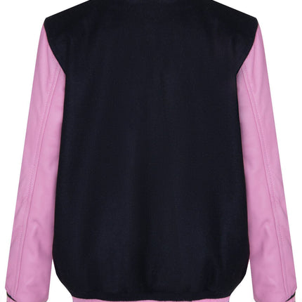 Kids Varsity Bomber Jacket with Real Leather Sleeves