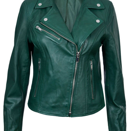 Womens Leather Classic Biker Brando Jacket-Baku