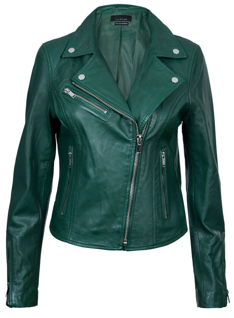 Womens Leather Classic Biker Brando Jacket-Baku