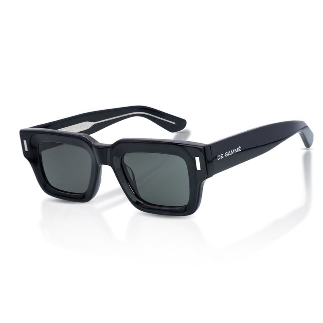 De-Gamme Black Rectangle Thick Frame Polarized Sunglasses - Budapest