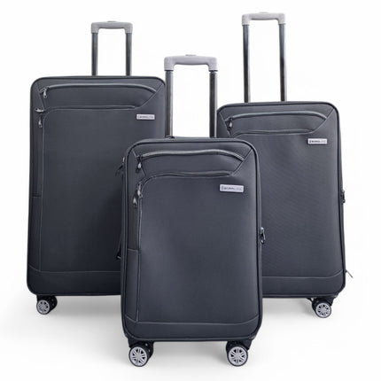Lightweight Soft Shell 8 Wheels Luggage Travel Cabin Holiday Bags Suitcase Set