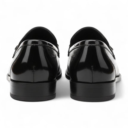 Mens Black Patent Faux Leather Formal Loafers Shoes
