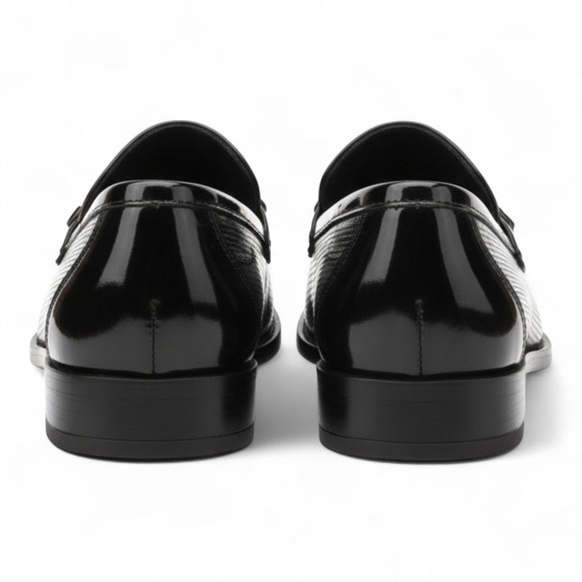 Mens Black Patent Faux Leather Formal Loafers Shoes