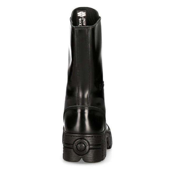 New Rock Boots Leather Mid-Calf Tower Biker Boots- M-Wall027N-C2