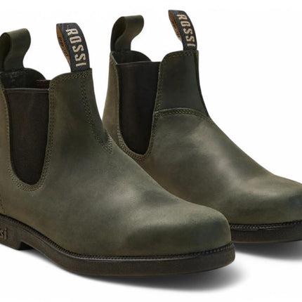 Rossi 607 Booma Moss Olive Green Leather Chelsea Boot