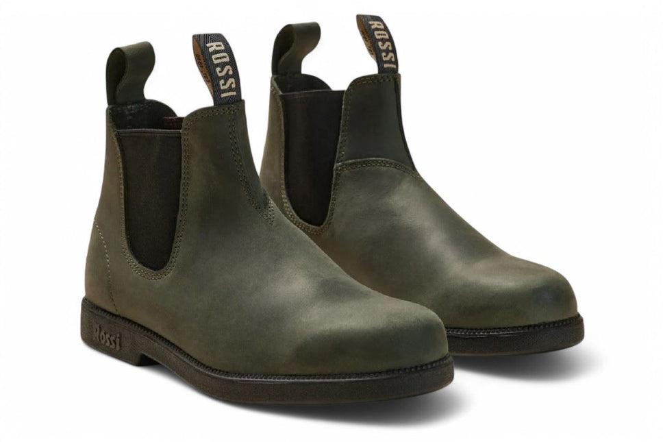 Rossi 607 Booma Moss Olive Green Leather Chelsea Boot