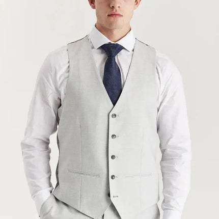 Men's Silver Lightweight Summer Wedding Party Waistcoat