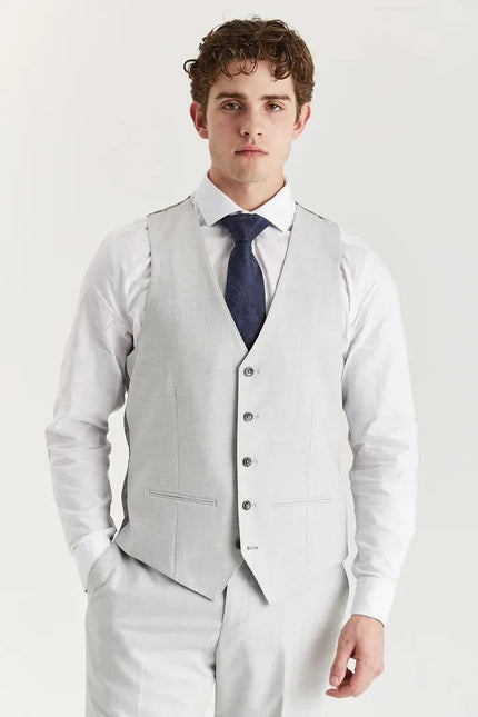 Men's Silver Lightweight Summer Wedding Party Waistcoat