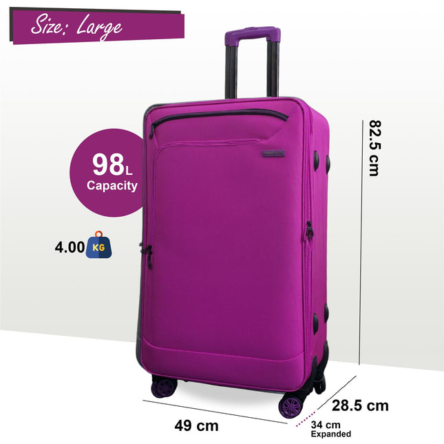 Lightweight Soft Shell 8 Wheels Luggage Travel Cabin Holiday Bags Suitcase Set