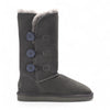 Women's Sheepskin Suede Grey Button Warm Winter Calf Boots - Willow