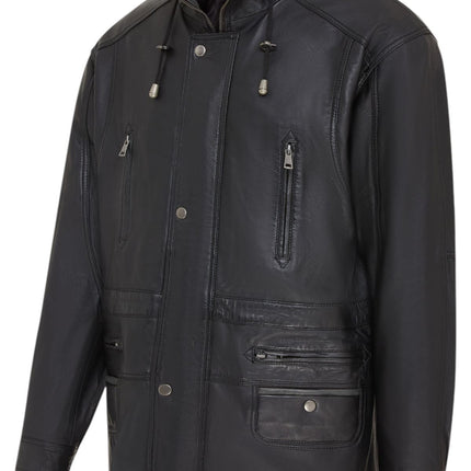 Mens Soft Italian Leather Parka Coat-Winnipeg