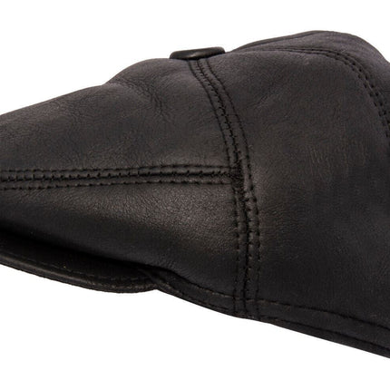 Mens Leather Black Flat Cap Hat Peaky Blinders Winter Beret Newsboy Gatsby Golf