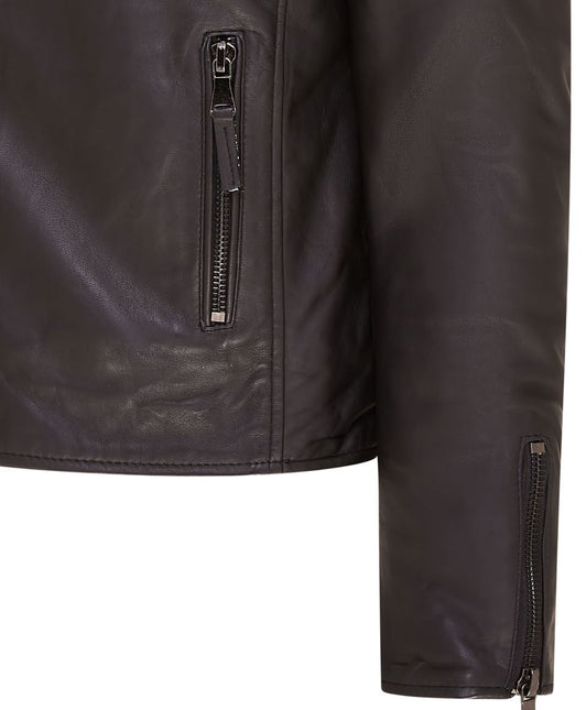 Mens Slim Fit Brando Style Double Cross Zip 100% Leather Biker Jacket