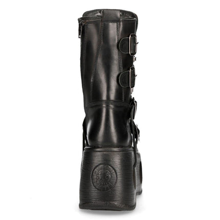 New Rock Metallic Black Leather Neptuno Gothic Boots - 373-S2