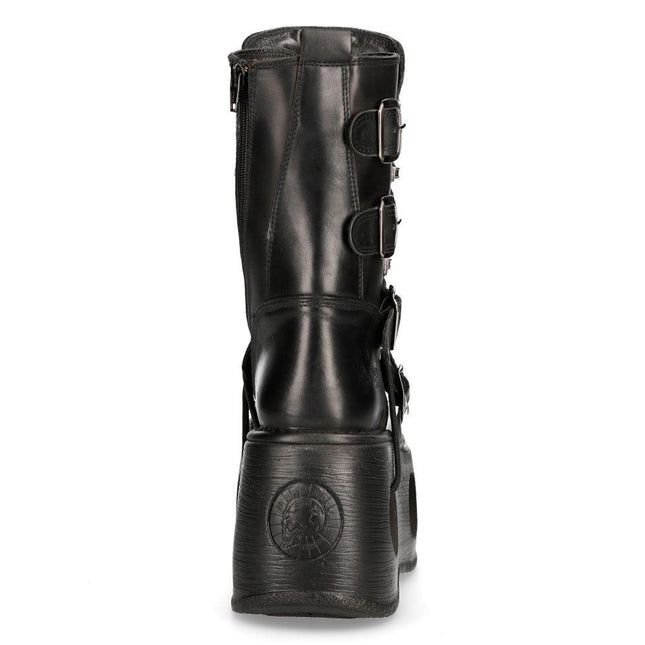 New Rock Metallic Black Leather Neptuno Gothic Boots - 373-S2