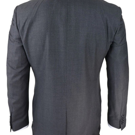 Mens 3 Piece Charcoal Grey Classic Stitch Retro Suit