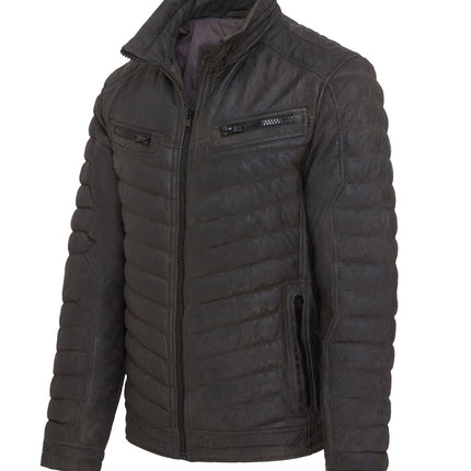 Men's Puffer Leather Biker Quilted Vintage Bomber Jacket