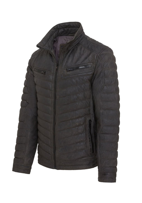 Men's Puffer Leather Biker Quilted Vintage Bomber Jacket
