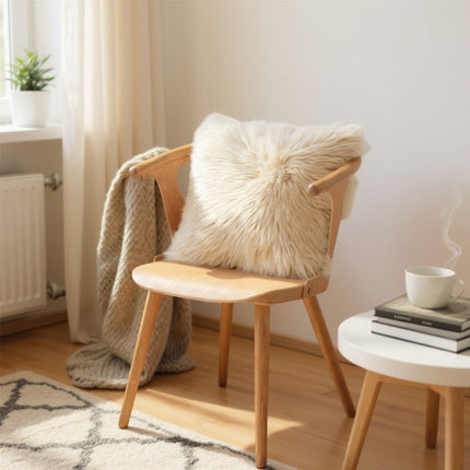 Genuine Sheepskin Beige  40x40cm Real Wool Single Sided Cushion