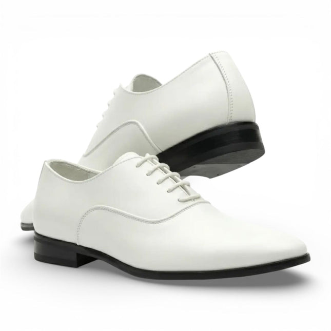 Men's Formal White Patent PU Leather Oxford Dress Brogue Shoes