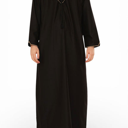 Men's Ramadan Black Moroccan Jubba Robe Djellaba Eid Thobe - TT-007