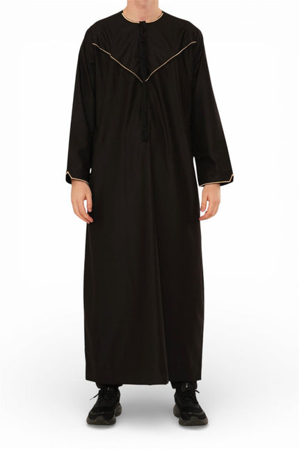 Men's Ramadan Black Moroccan Jubba Robe Djellaba Eid Thobe - TT-007