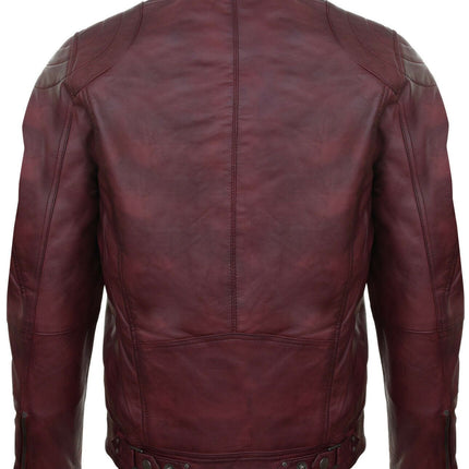 Mens Moto Leather Biker Jacket-Taiwan