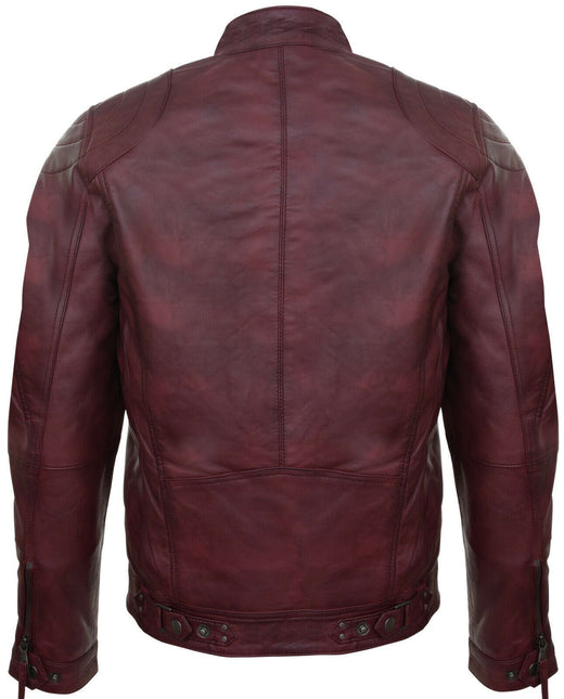 Mens Moto Leather Biker Jacket-Taiwan