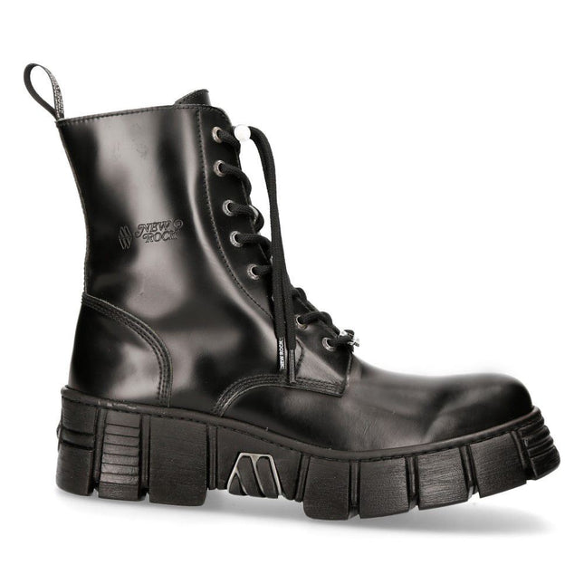 New Rock Boots Leather Ankle Tower Biker Boots-M-Wall026N-C5