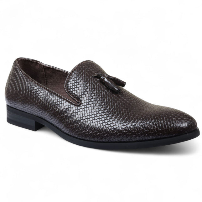 Men’s Brown Formal Tassel Loafers Slip-On Leather Shoes