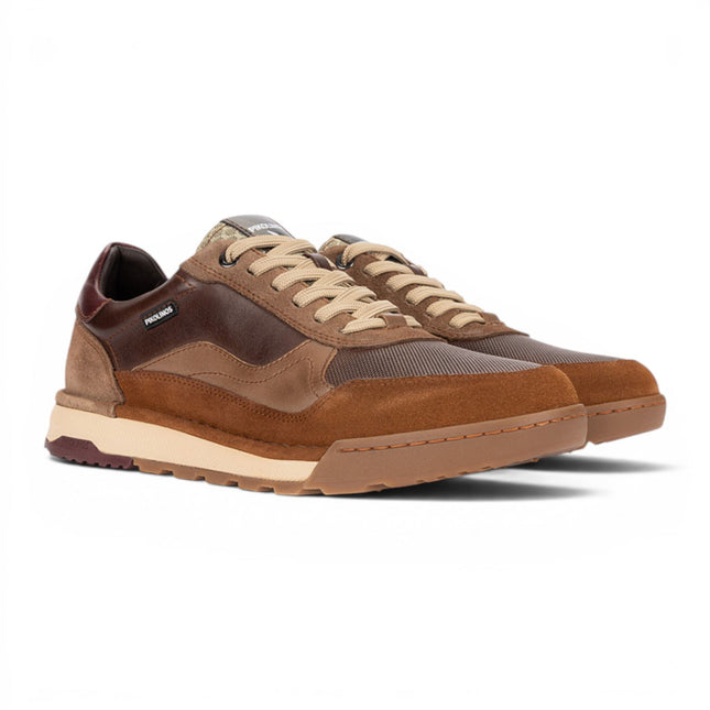 Pikolinos Men's Brown Leather Trainers Sneaker Lace-Up Shoes - Teide