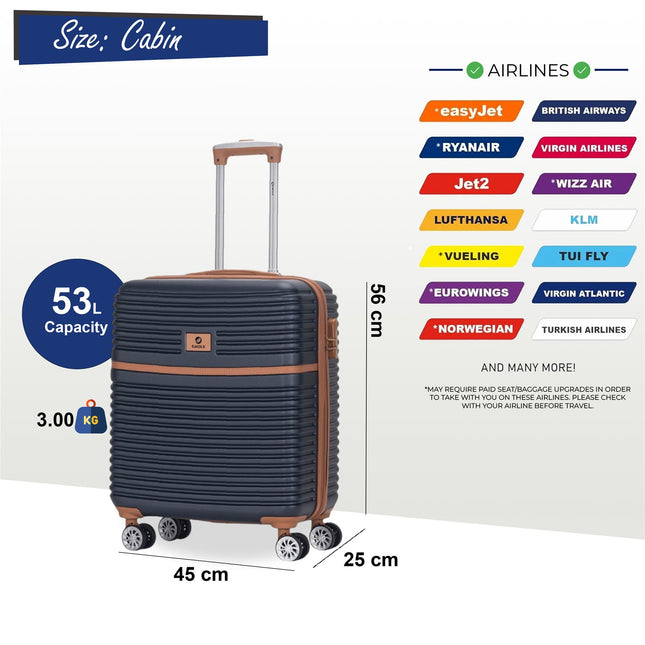 Strong ABS Hardshell Cabin Suitcase 56 x 45 x 25 cm Luggage Suitable for British Airways
