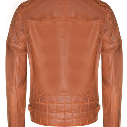 Mens Cross Zip Leather Biker Jacket - Gibraltar