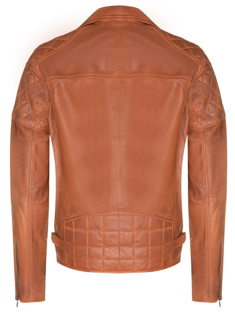 Mens Cross Zip Leather Biker Jacket - Gibraltar