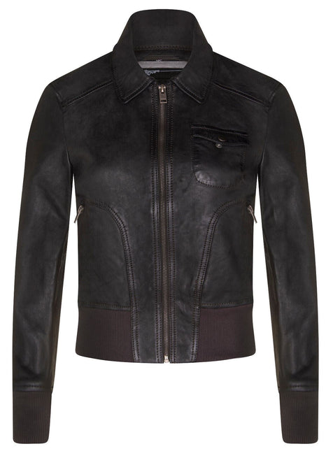 Womens Leather MA-1 Varsity Jacket-Ann Arbor