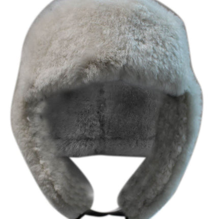 Men's B3 Brown Cream RAF Aviator Shearling Sheepskin WW2 Flying Hat