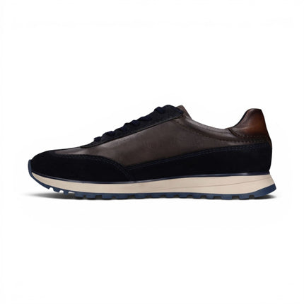 Bugatti Men's Navy Blue Leather Lace-Up Trainer Sneaker Shoes - Timon