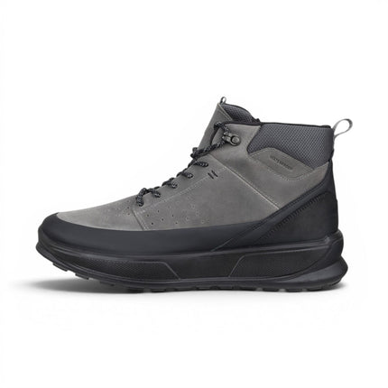 Ecco Men's Waterproof Black Grey Leather Outdoor Walking Boots - Byway 2.0
