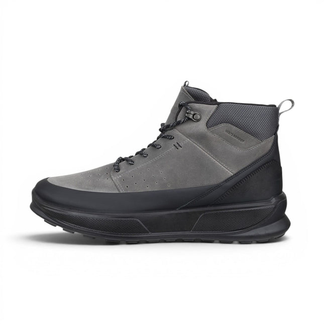 Ecco Men's Waterproof Black Grey Leather Outdoor Walking Boots - Byway 2.0
