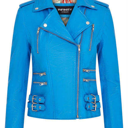 Womens Leather Brando Biker Jacket-Orlando