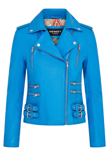 Womens Leather Brando Biker Jacket-Orlando