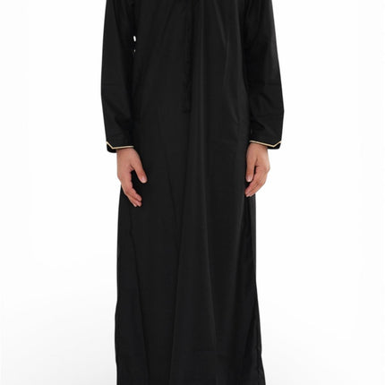 Kids Boys Ramadan Black Moroccan Jubba Robe Djellaba Eid Thobe - K-TT-006