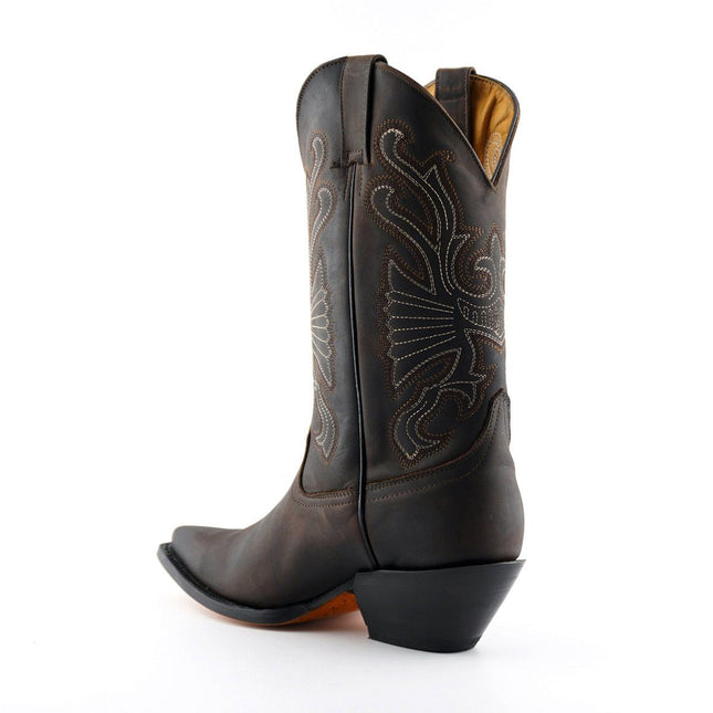 Grinders Brown Leather Western Cowboy Boots - Buffalo