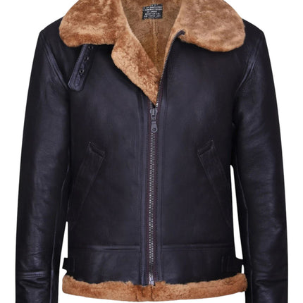 Mens B3 Aviator Real Sheepskin Leather Flying Jacket-Hobart