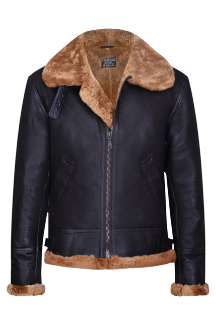 Mens B3 Aviator Real Sheepskin Leather Flying Jacket-Hobart