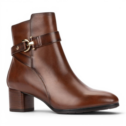 Pikolinos Women's Brown Leather Ankle Heeled Boots - Calafat