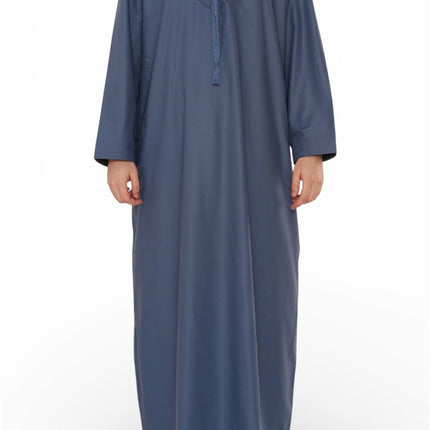 Men's Eid Blue Moroccan Jubba Robe Djellaba Ramadan Eid Thobe - HM11