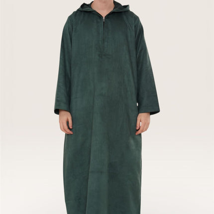 Men's Hooded Eid Green Moroccan Jubba Robe Ramadan Eid Thobe - HM12