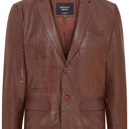 Mens Leather Blazer Jacket Soft Real Italian Leather Fitted Vintage Coat