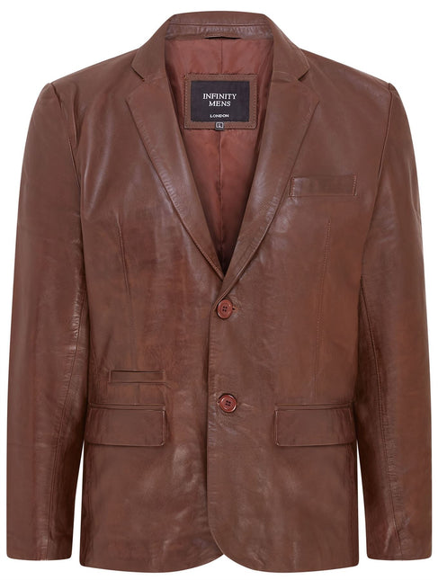 Mens Leather Blazer Jacket Soft Real Italian Leather Fitted Vintage Coat